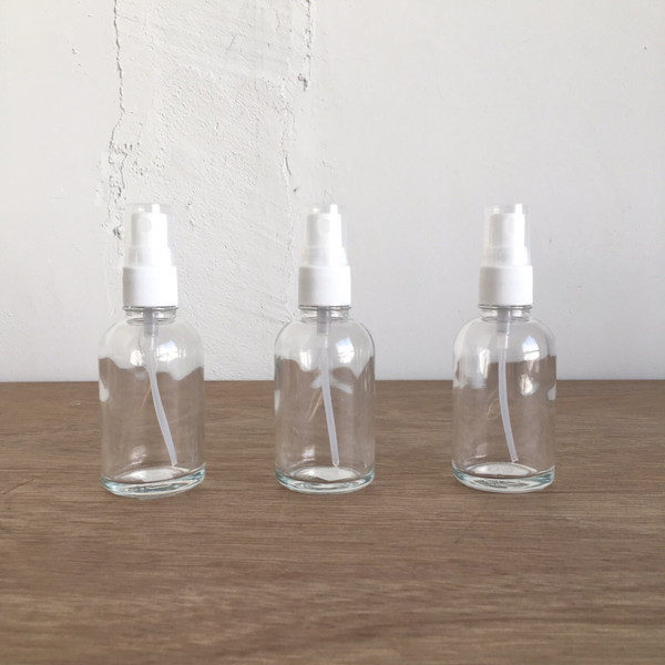 [3本] スプレー瓶 透明ガラス丸型 60mL